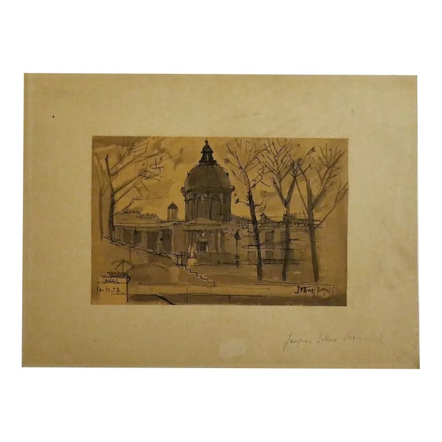 Paris - Original Drawing in Watercolor by Jaques Ivane - 1953 1953 For Sale