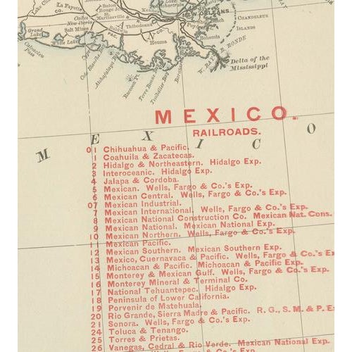 Antique Map of Mexico with Valley of Mexico Inset by Rand McNally, 1899 For Sale - Image 3 of 12