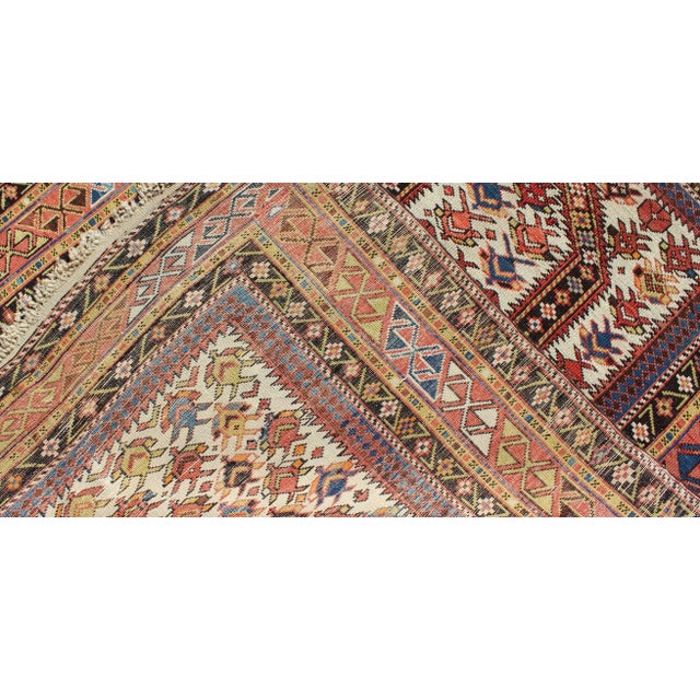 Late 19th Century Antique Caucasian Shirvan Rug in Ivory Background Rust Yellow and Dark Brown For Sale In Atlanta - Image 6 of 6