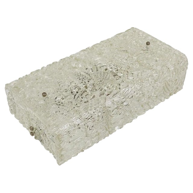 Square Textured Glass Flush Mount or Sconce attributed to J. T. Kalmar for Kalmar, Austria, 1950s For Sale