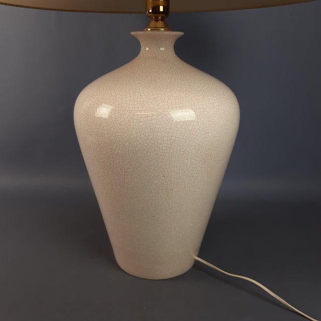 Textile White Cracklè Ceramic Table Lamp by Gianni Gabutti, 1960s For Sale - Image 7 of 16