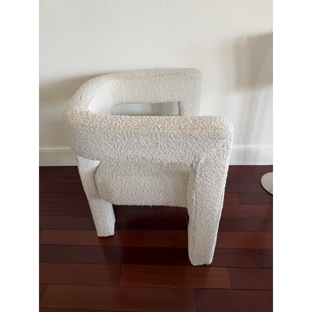 Made Goods Modern Cream Raffia Desk / Vanity With Bouclé Accent Chair – Sculptural Set For Sale - Image 11 of 12