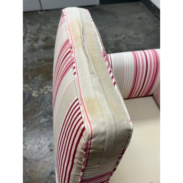 Traditional Striped Armchair + Ottoman For Sale - Image 12 of 12
