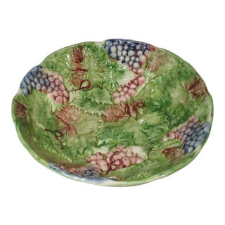 1990s Large Grape and Leaf High Relief Bowl For Sale