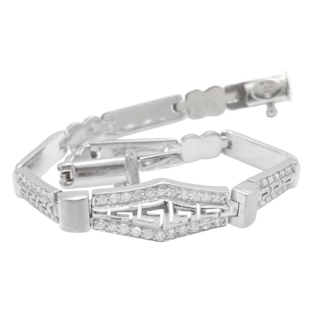 Stunning Natural Diamond 14K Solid White Gold Bracelet STAMPED: 14K Total Natural Round Diamonds Weight: Approx. 0.60...