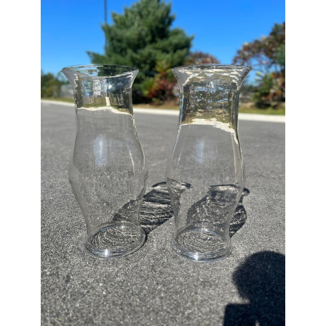 Pair, Monumental 19th Century American Blown Glass Hurricane Candle Shades 22.5" For Sale - Image 12 of 12