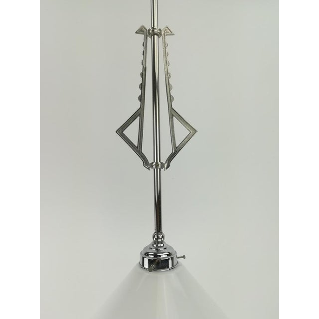 Solid brass chrome-plated hanging lamp with overfucking glass The lamp gives a cozy non -dazzling light. Re-electrified...