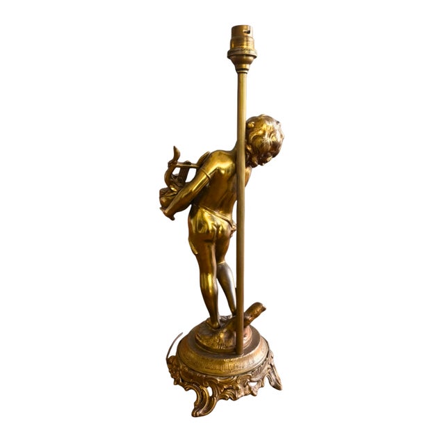 French Gilt Bronze Putti Lamps by Aug. Moreau, 1890s, Set of 2 For Sale - Image 6 of 8