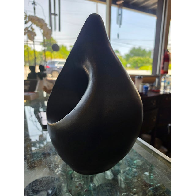 1970s VTG MCM Brutalist Sculpture Handmade Terracotta Pottery Flame Minimalist Art For Sale - Image 5 of 12
