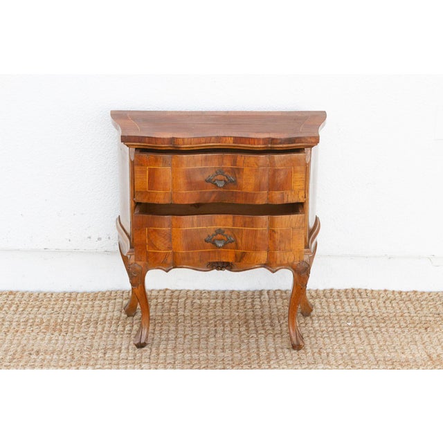 Italian Vintage Italian Walnut Veneer Bedside Nightstand For Sale - Image 3 of 11