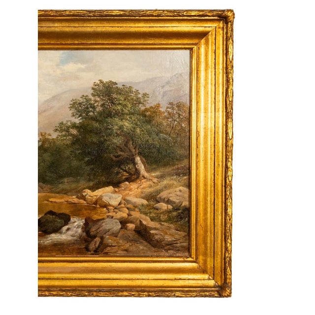 Mid 19th Century Antique English 19th Century Oil Painting River Lyn Landscape Barnstaple Devon by Albert Lane For Sale - Image 5 of 17