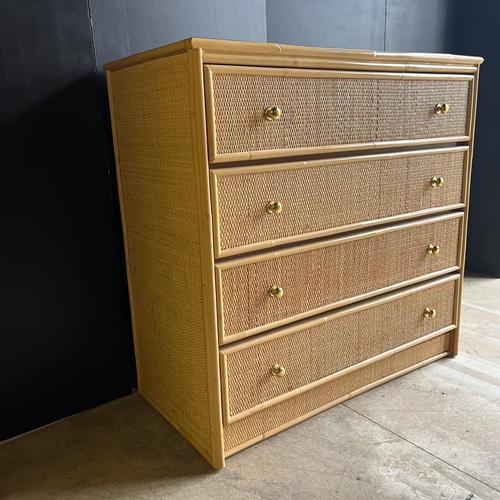 Wood Mid-Century Rattan Chest of Drawers For Sale - Image 7 of 9