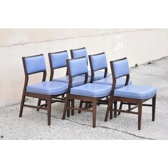 Vintage Mid Century Modern Jens Risom Style Blue Sculpted Dining Chairs -Set of 6. Listing includes 6 side chairs with...
