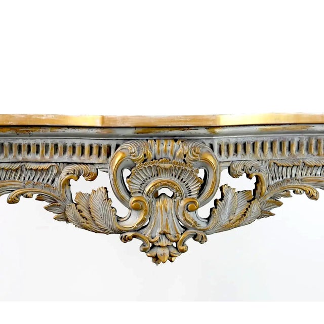 French Vintage, Exquisitely Crafted Medieval French Louis XV-style Entryway Table For Sale - Image 3 of 11