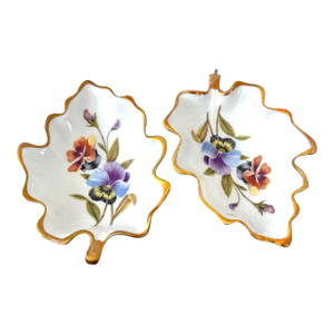Limoges France Hand Painted Porcelain Accent Trays. Set of 2