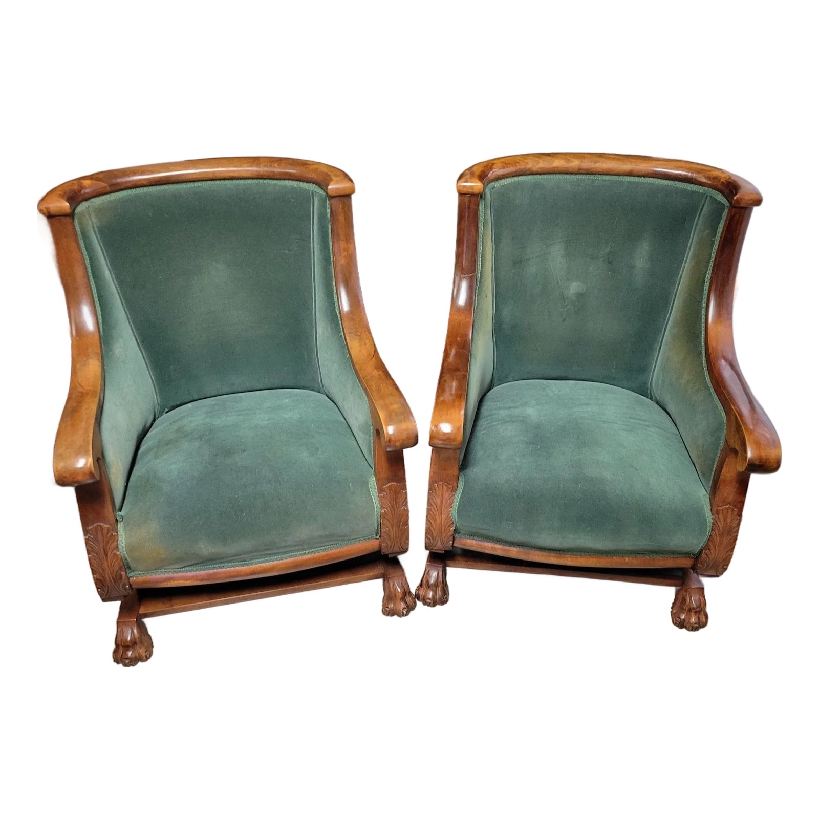 Pair of German Empire Beechwood Platform Rocker Tub Chairs With Lion ...