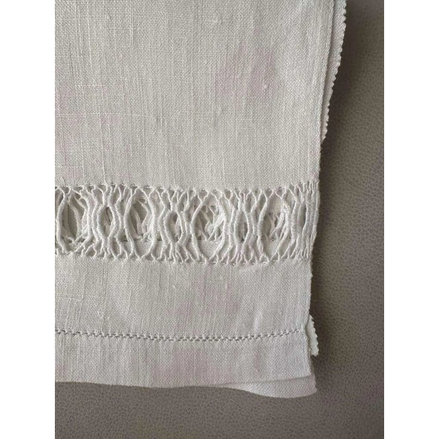 Antique French Linen Towel with Drawn Thread Work | Handwoven Flax Guest Towel | Trousseau Linen Textile | c. 1900 For Sale - Image 4 of 8