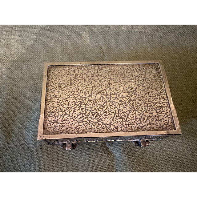 Textile Silver Plated Decorative Jewelry Box With Felt Interior and Engraved Usd Hs - Legacy Club - 2003 For Sale - Image 7 of 7