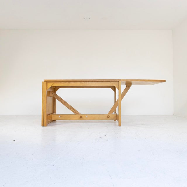 Italian Extendable Ash Wood Table, 1960s For Sale - Image 6 of 9