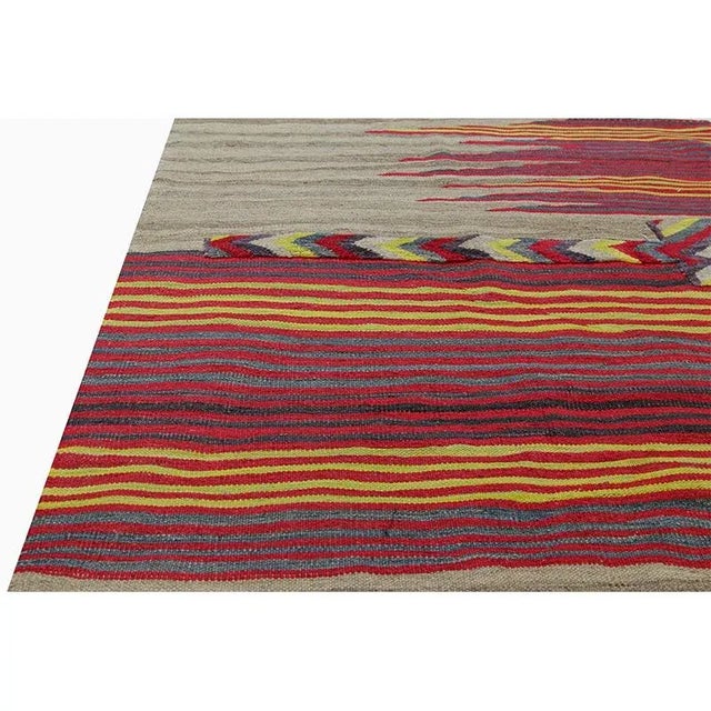 2010s Handwoven Scandinavian Style Persian Kilim Area Rug 4′ × 5'8″ For Sale - Image 5 of 7