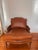 Animal Skin 1990s Ethan Allen Bergere Leather Chair and Ottoman For Sale - Image 7 of 17
