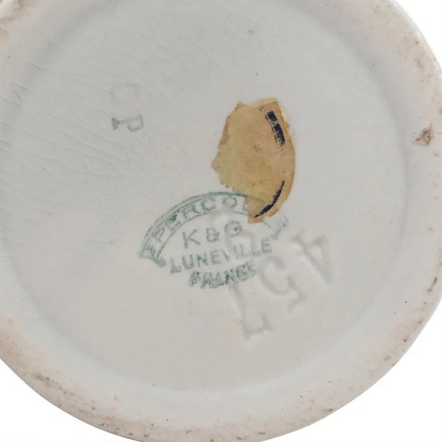 Luneville Pair of French Luneville Glazed Vases For Sale - Image 4 of 5