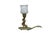 Vintage pierced reticulated brass hurricane chamberstick / candle holder featuring a seated Griffin / Dragon / Sphynx...