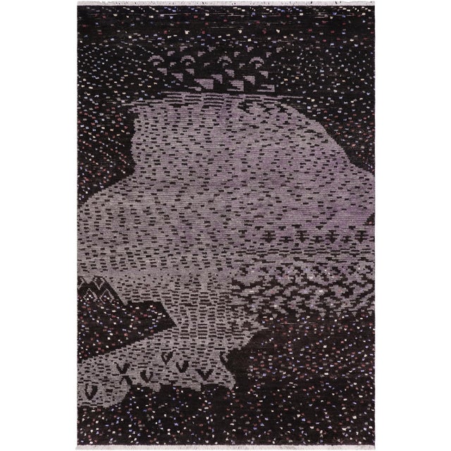 Eclectic Black/Gray High Low Wool & Silk Rug - 5'6'' X 8'4'' For Sale - Image 9 of 9