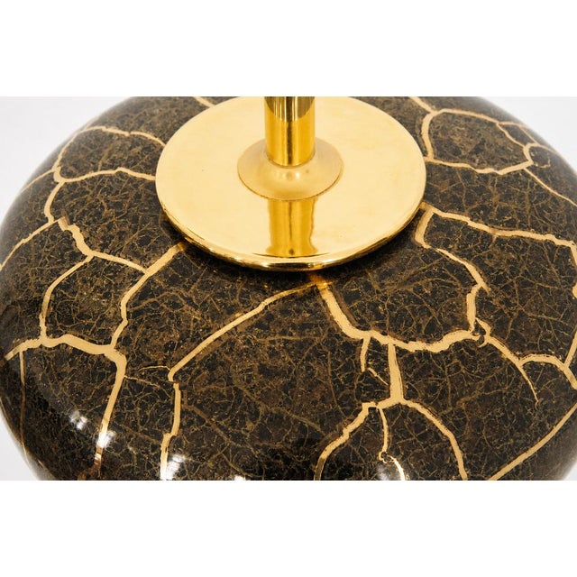 Baluster Shaped Table Lamps in Glazed Black and Gold Ceramic, Set of 2 For Sale - Image 10 of 18