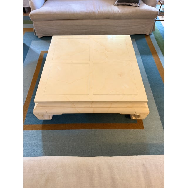 1970s Vintage 1970s Henredon Folio 16 Square Ming Style Coffee Table - Faux Goatskin Lacquer For Sale - Image 5 of 11