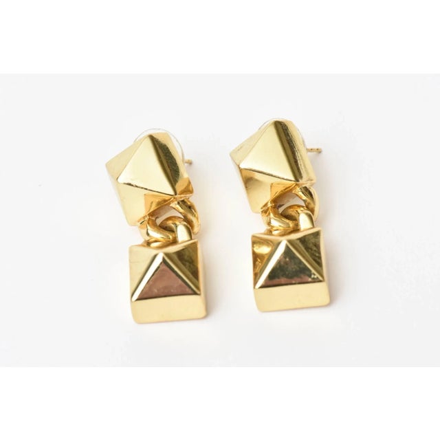 Modern Signed Fallon Sculptural Pierced Earrings, 1990's For Sale - Image 3 of 10