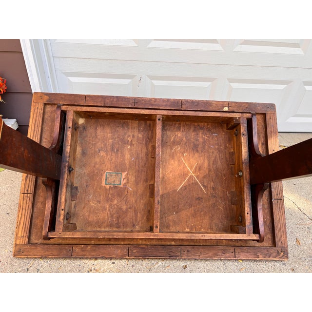 1930s Antique Mahogany Writing Table Desk With “Lino” Top by the Gunn