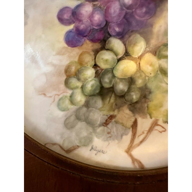 Mid 20th Century French Limoges Still Life Hand Painted Wood Framed Porcelain Decorative Plate For Sale - Image 5 of 11