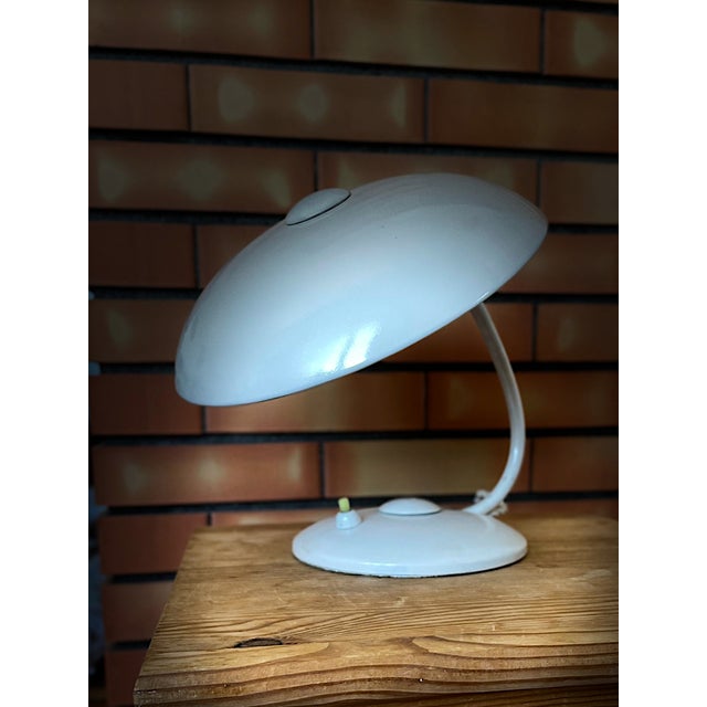 Bauhaus German White Painted Brass Desk Lamp from Helo Leuchten, 1950s For Sale - Image 6 of 17