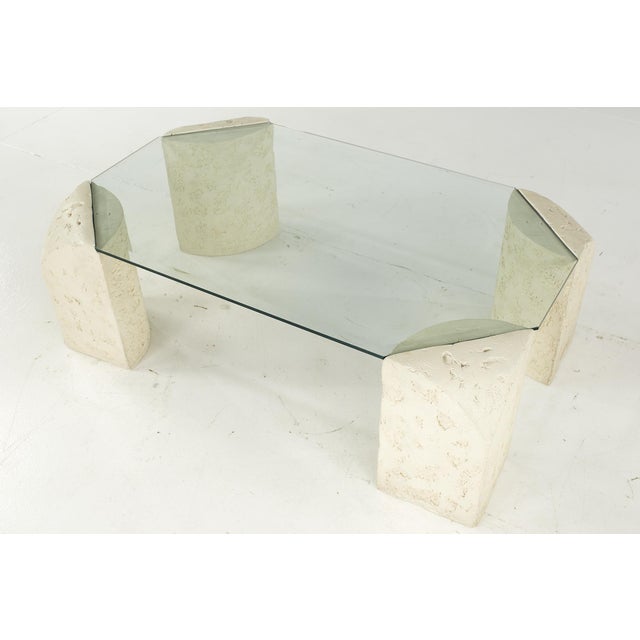Late 20th Century Postmodern Mactan, Glass and Pastor Stone Coffee Table For Sale - Image 5 of 9