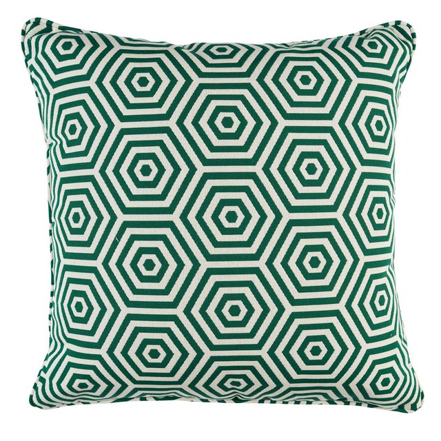 Traditional Schumacher Bees Knees Indoor/Outdoor 20" Pillow in Emerald For Sale - Image 3 of 3