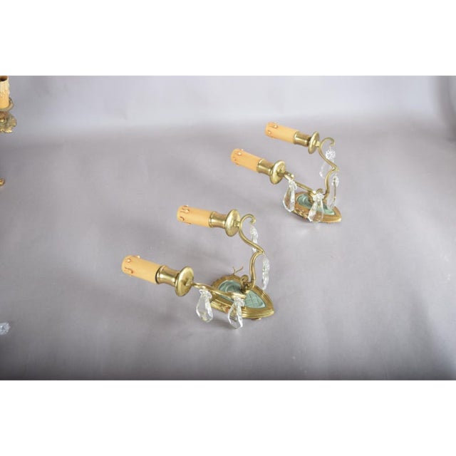 1940s Vintage French Brass and Crystal Wall Sconces, 1940s, Set of 2 For Sale - Image 5 of 11