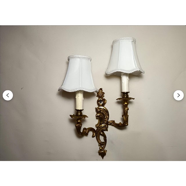 Metal Wall Lights in Gilded Bronze, 1960s, Set of 2 For Sale - Image 7 of 10