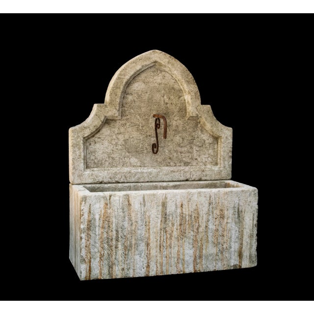 Antique Reclaimed Old Limestone Wall Fountain For Sale - Image 4 of 4