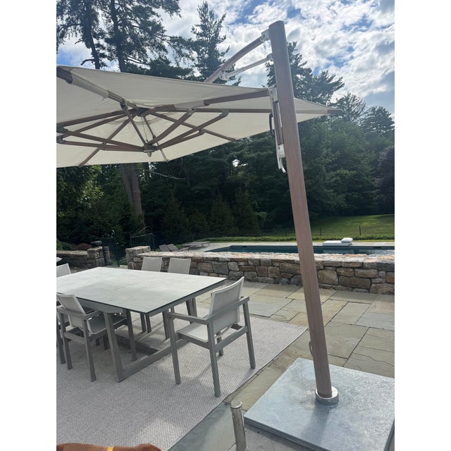 Tuuci Ocean Master Max Cantilever Umbrella | 10' Sq | Aluma-Teak | Triple Plate | $25k Retail For Sale In San Francisco - Image 6 of 12