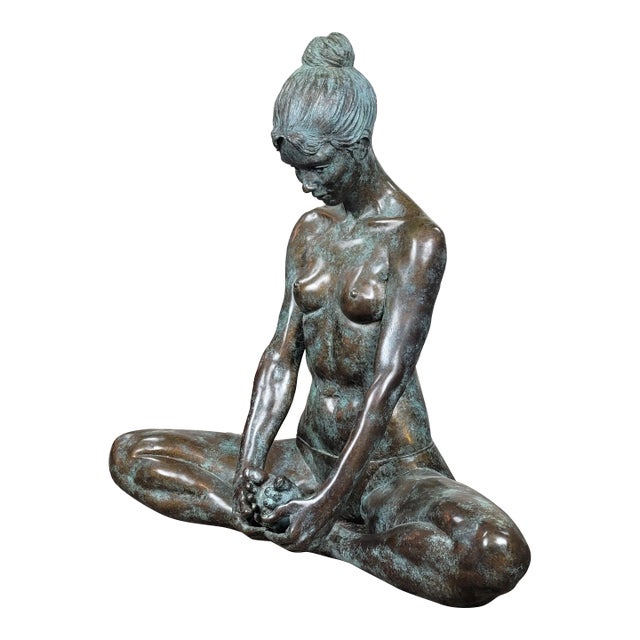 Nancy Mishkin - Nude Female in Yoga Pose -Bronze Sculpture For Sale