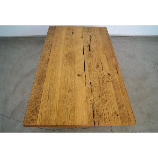 Brown Restoration Hardware Reclaimed Rustic Oak Plinth Coffee Table For Sale - Image 8 of 12