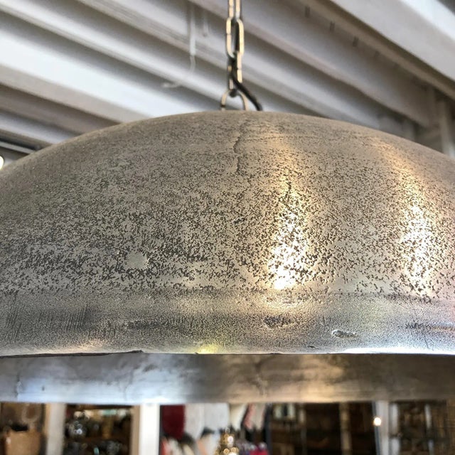 Industrial Industrial Nickel Dome Pendant Light For Sale - Image 3 of 4