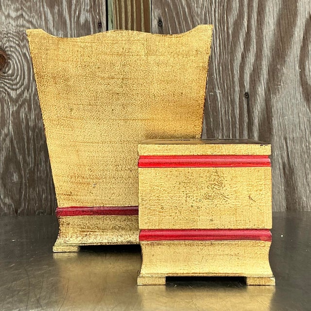 Italian Vintage Italian Gilt Bathroom Accessories - Set of 2 For Sale - Image 3 of 7