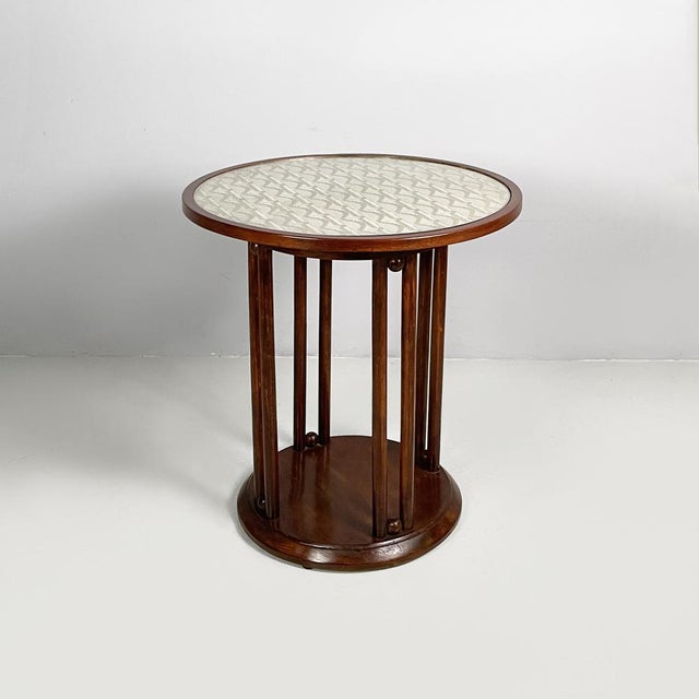 Austrian Wood, Fabric and Glass Coffee Table from Jacob & Josef Kohn, 1930s For Sale - Image 18 of 18