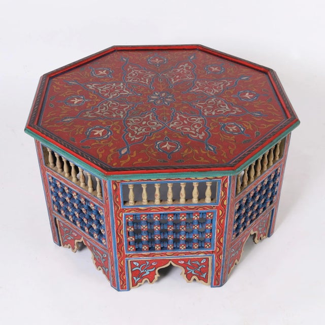 Moroccan Painted Coffee Table or Stand For Sale - Image 4 of 9