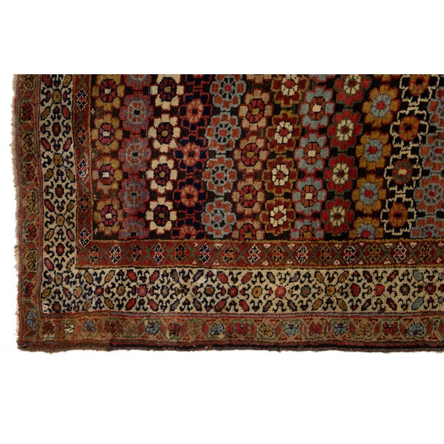 Brown Antique Malayer Wool Runner Handmade With Floral Pattern For Sale - Image 4 of 9