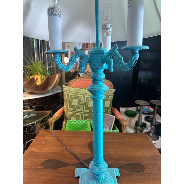 1970s 1970s Bright Blue Tall Table Lamp For Sale - Image 5 of 7