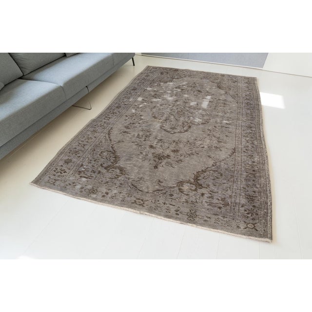 Greige Grey Vintage Anatolian Wool Carpet For Sale - Image 8 of 10