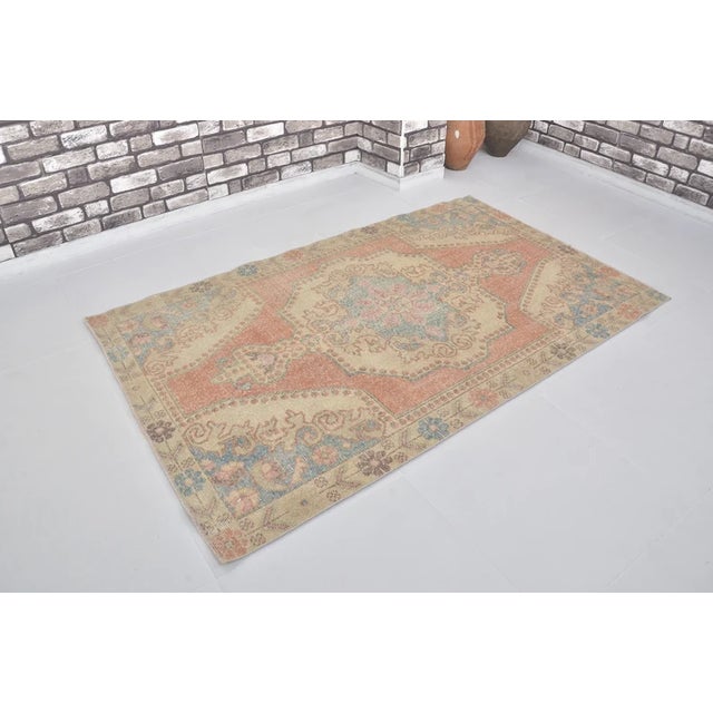 Handmade wool carpet in Turkish Anatolia , Vintage Oushak Rug,Turkish Vintage Anatolian Rug, Handmade wool Rug . One Of...